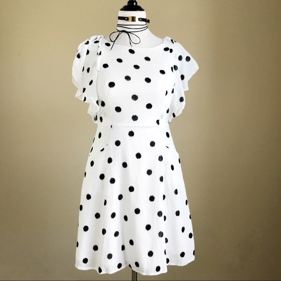 A New Day Polka Dot Print Ruffle Sleeve Dress - Picture 1 of 8
